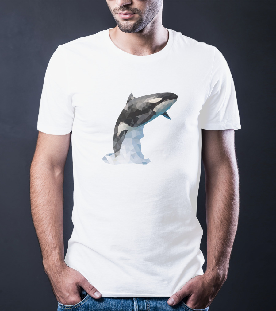 Dophil Jump Geometric Dolphin In Mid-Leap T-Shirt
