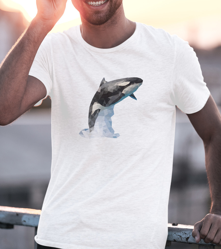 Dophil Jump Geometric Dolphin In Mid-Leap T-Shirt