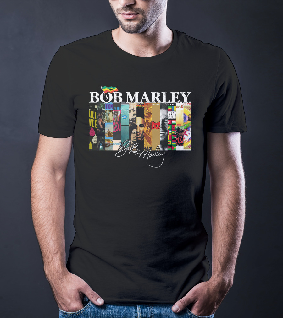 Bob Marley Album Covers Collage Signature T-Shirt