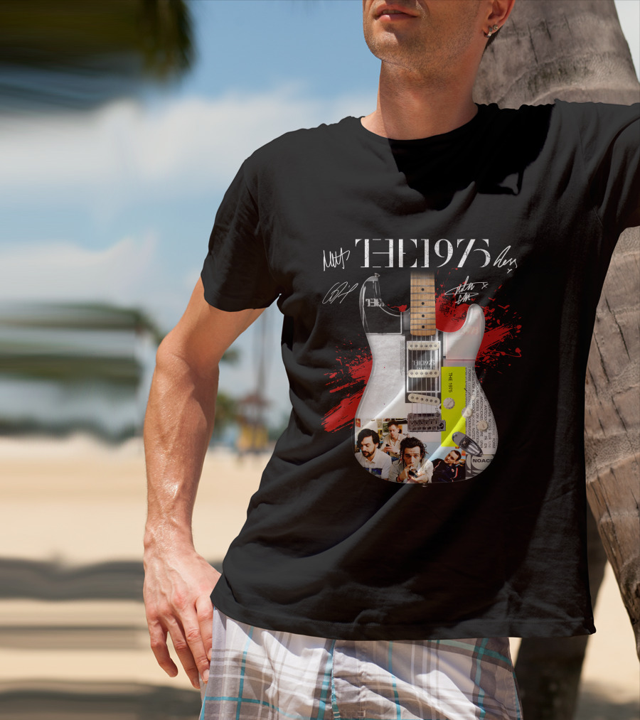 The 1975 Signed Guitar Collage Album T-Shirt