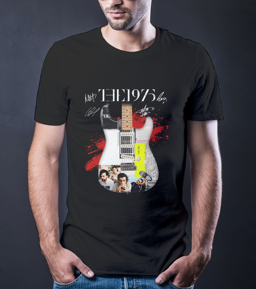The 1975 Signed Guitar Collage Album T-Shirt