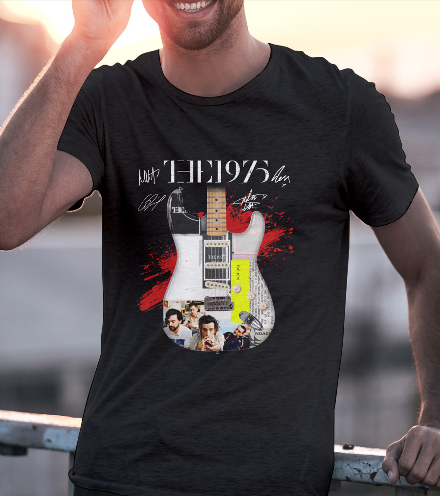 The 1975 Signed Guitar Collage Album T-Shirt