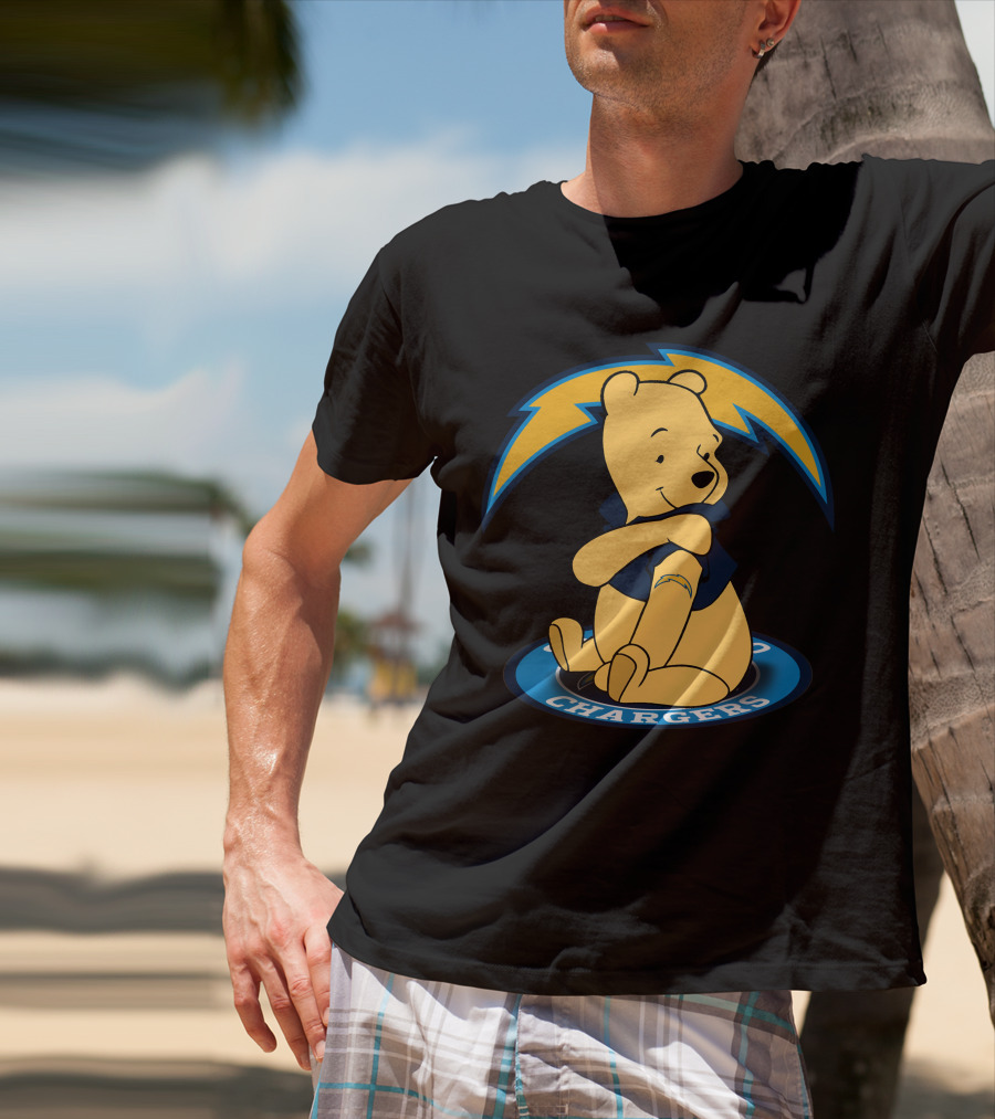 Pooh Chargers Crossover With NFL Lightning T-Shirt