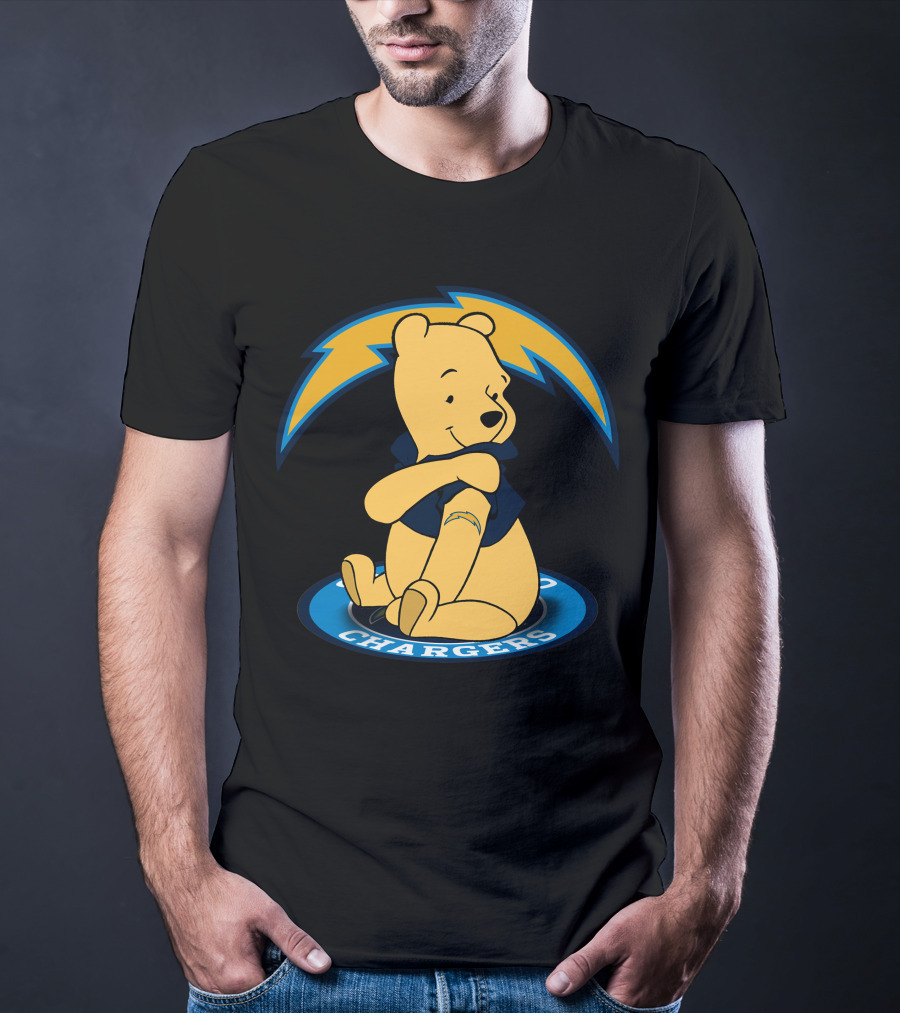 Pooh Chargers Crossover With NFL Lightning T-Shirt