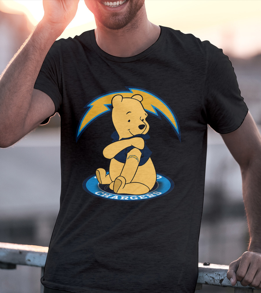 Pooh Chargers Crossover With NFL Lightning T-Shirt