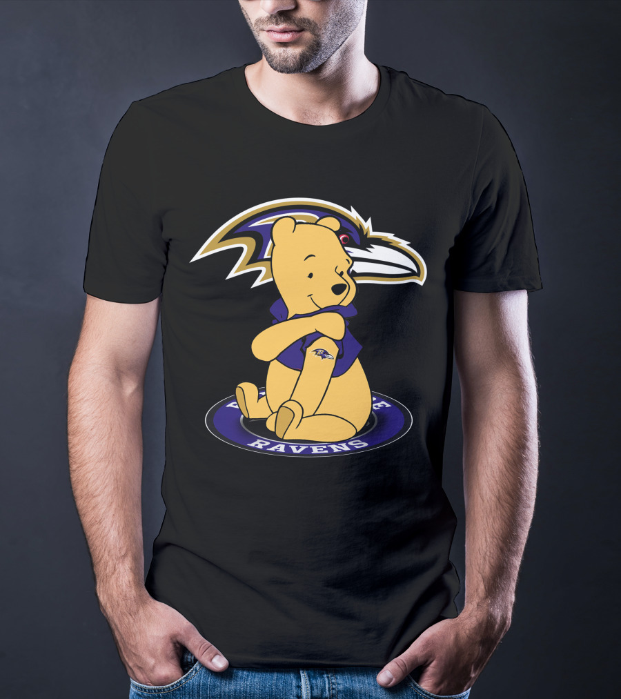 Winnie Pooh Baltimore Ravens Crossover T-Shirt