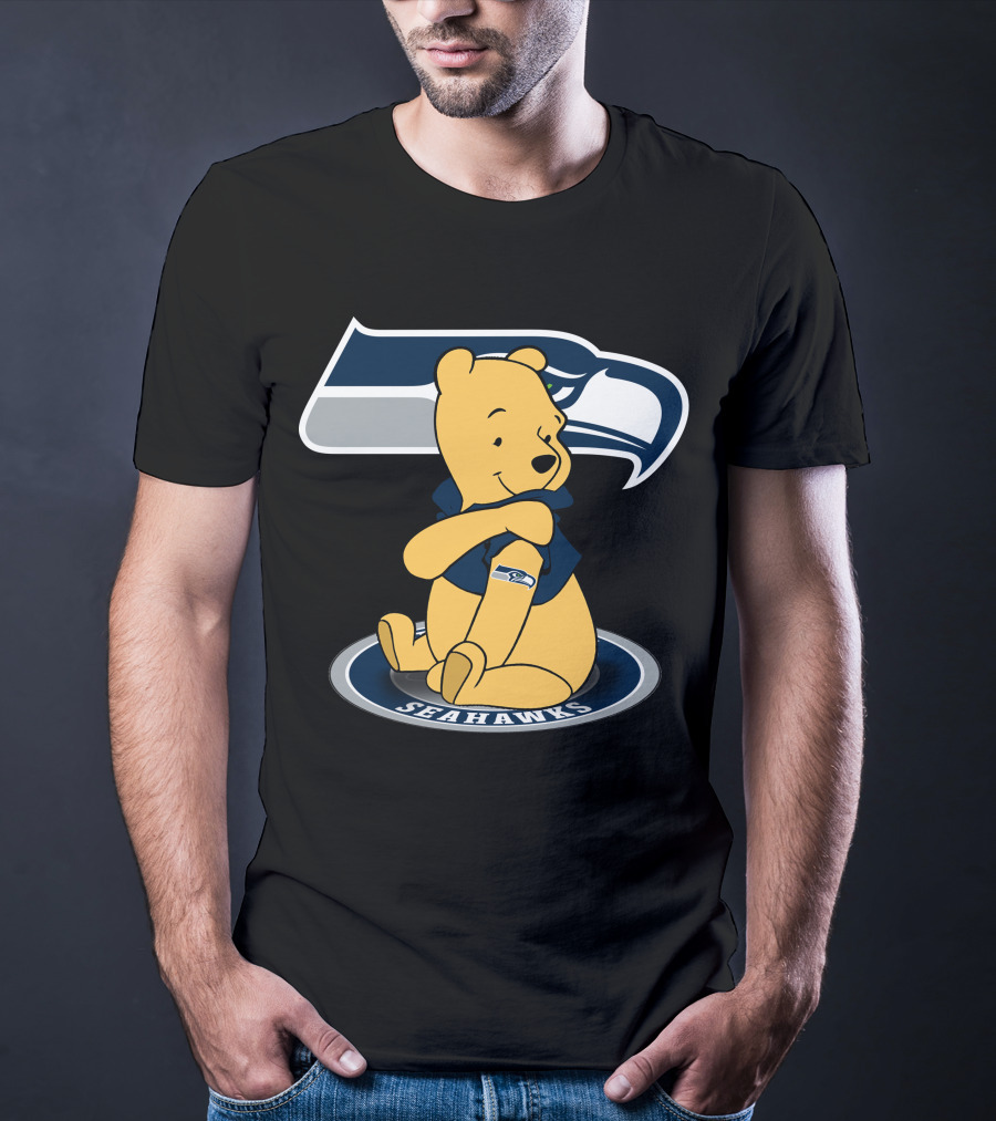 Pooh Bear With Seattle Seahawks NFL T-Shirt