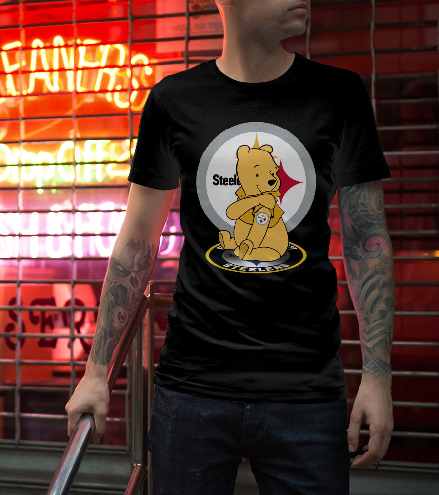 Steelers Pooh Sitting With Steelers T-Shirt