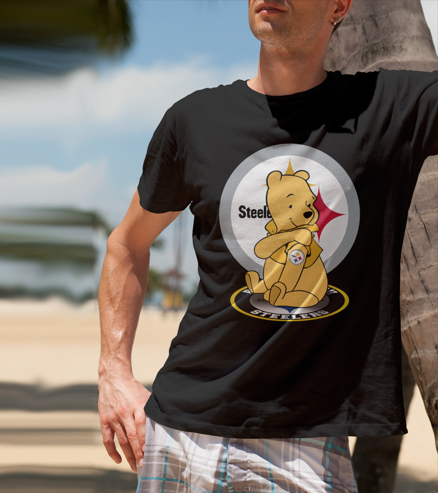 Steelers Pooh Sitting With Steelers T-Shirt