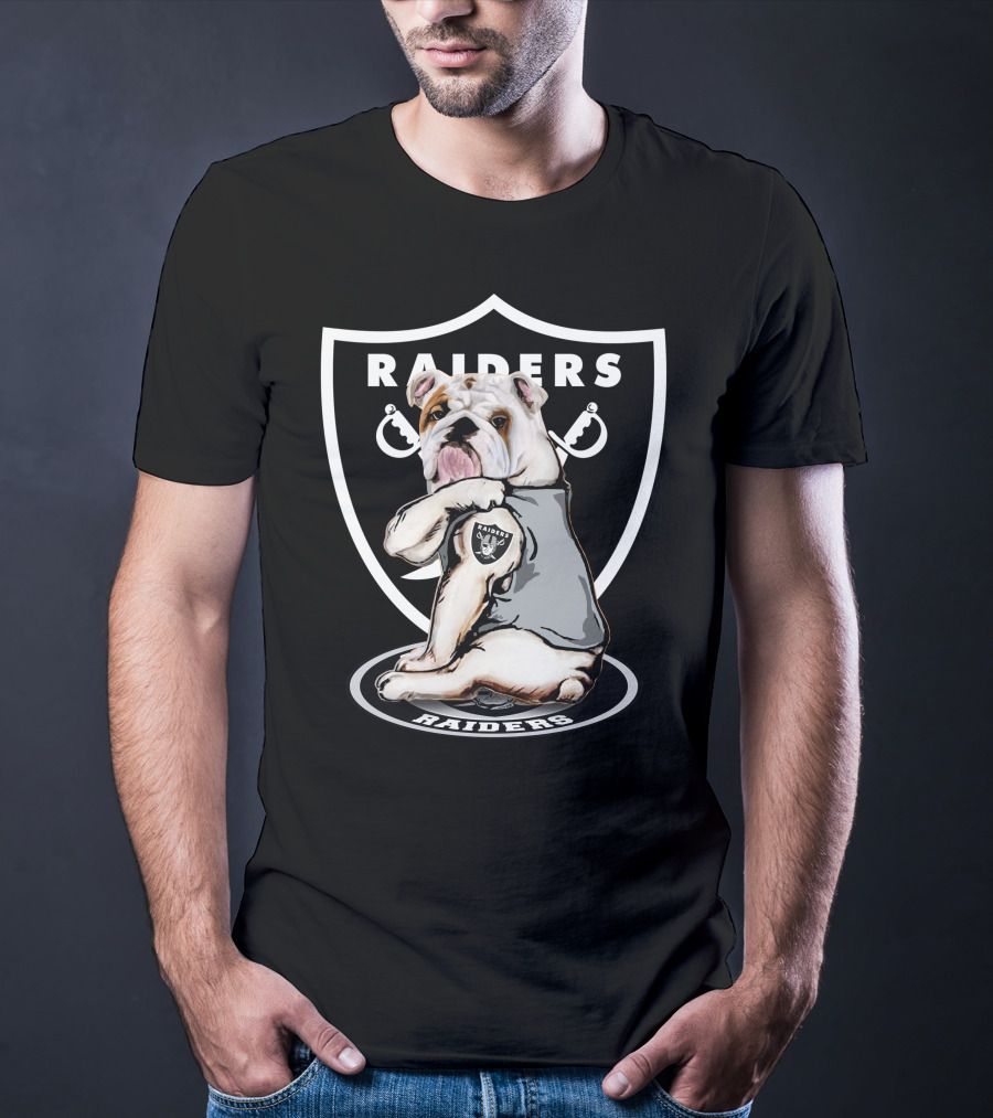Raiders Bulldog With Shield Logo And Sword Elements T-Shirt