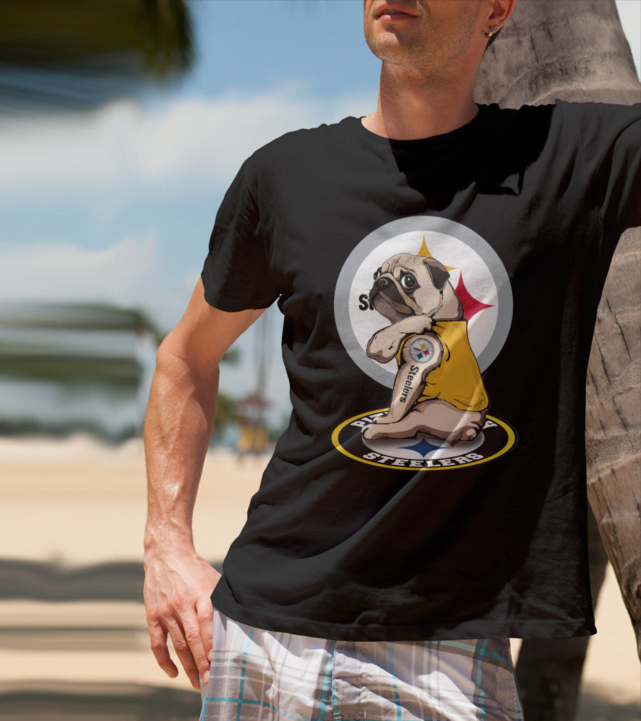 Steelers Pug Fan Football T-Shirt