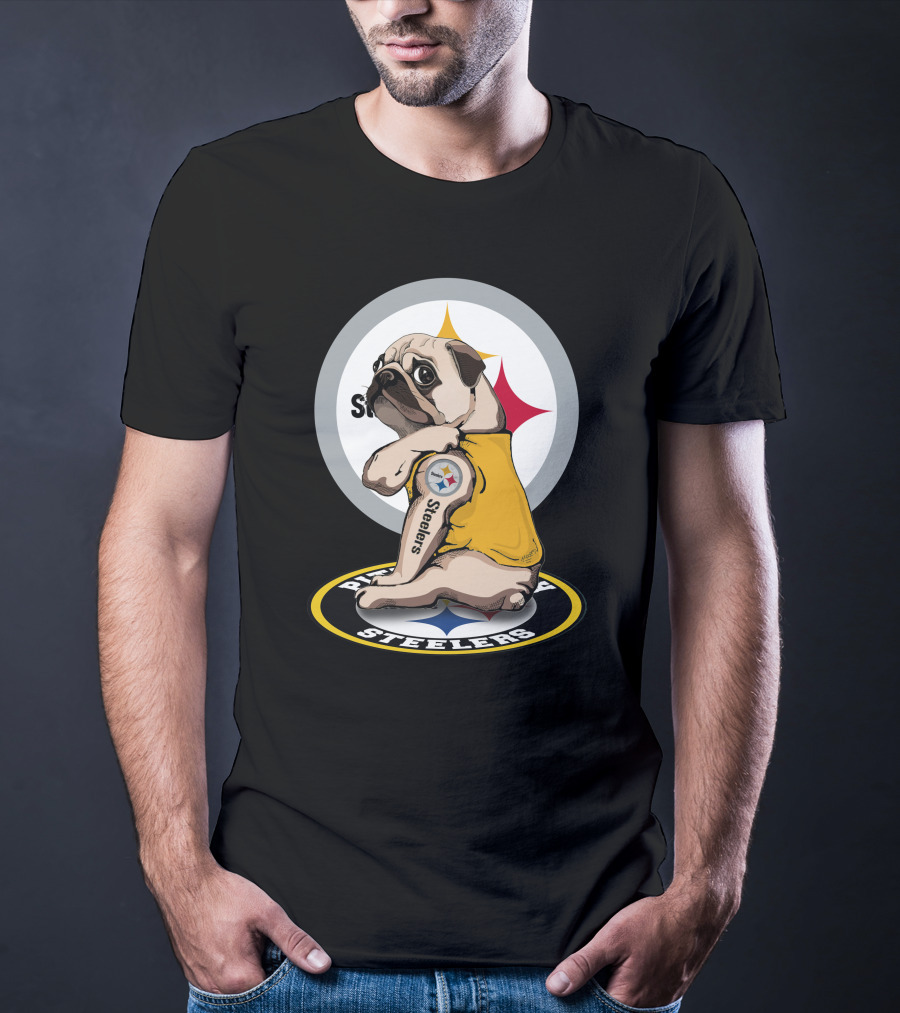 Steelers Pug Fan Football T-Shirt