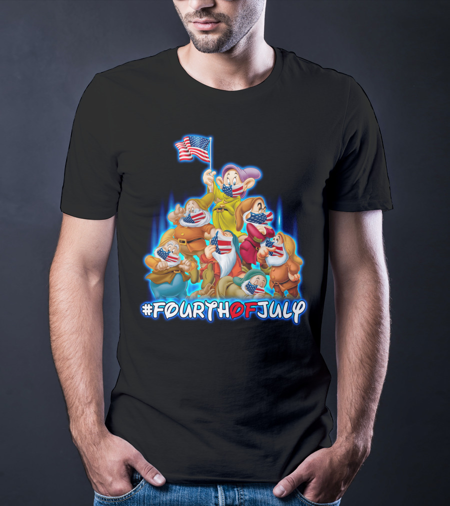 FOURTHOFJULY 7 Dwarfs With American Flags T-Shirt