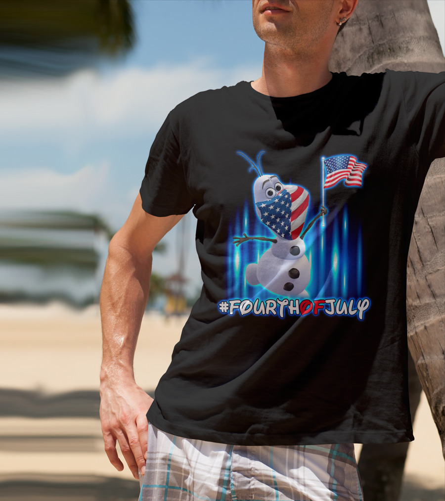 FourthofJuly Olaf Holding American Flag T-Shirt