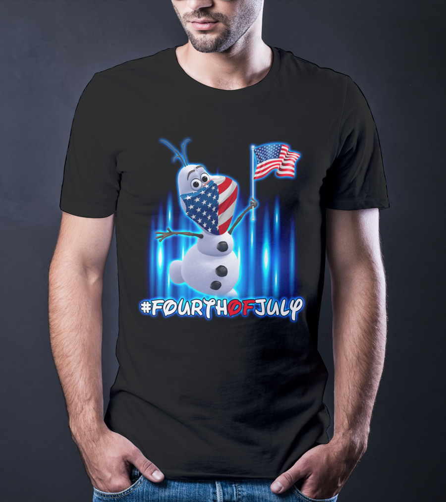 FourthofJuly Olaf Holding American Flag T-Shirt