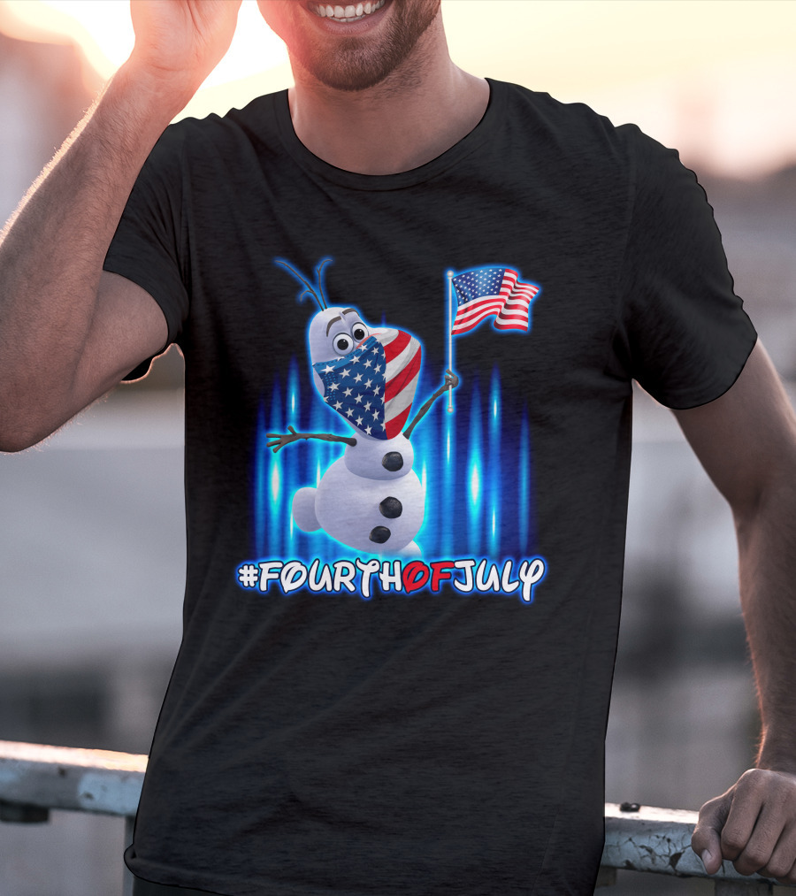 FourthofJuly Olaf Holding American Flag T-Shirt