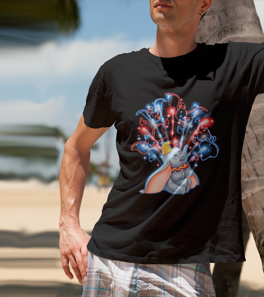 Dumbo Spectacular Fireworks Celebration With Colorful Stars And Figures T-Shirt