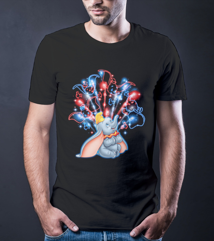 Dumbo Spectacular Fireworks Celebration With Colorful Stars And Figures T-Shirt