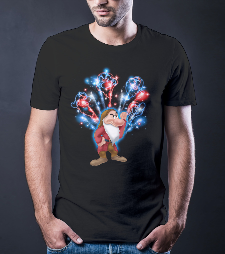 Grumpy Magical Firework Display With Colorful Sparkling Characters T-Shirt