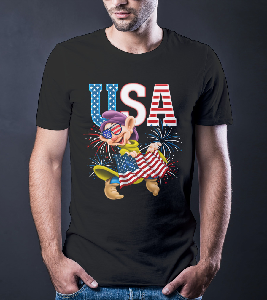 USA Dopey Stars And Stripes Fireworks T-Shirt