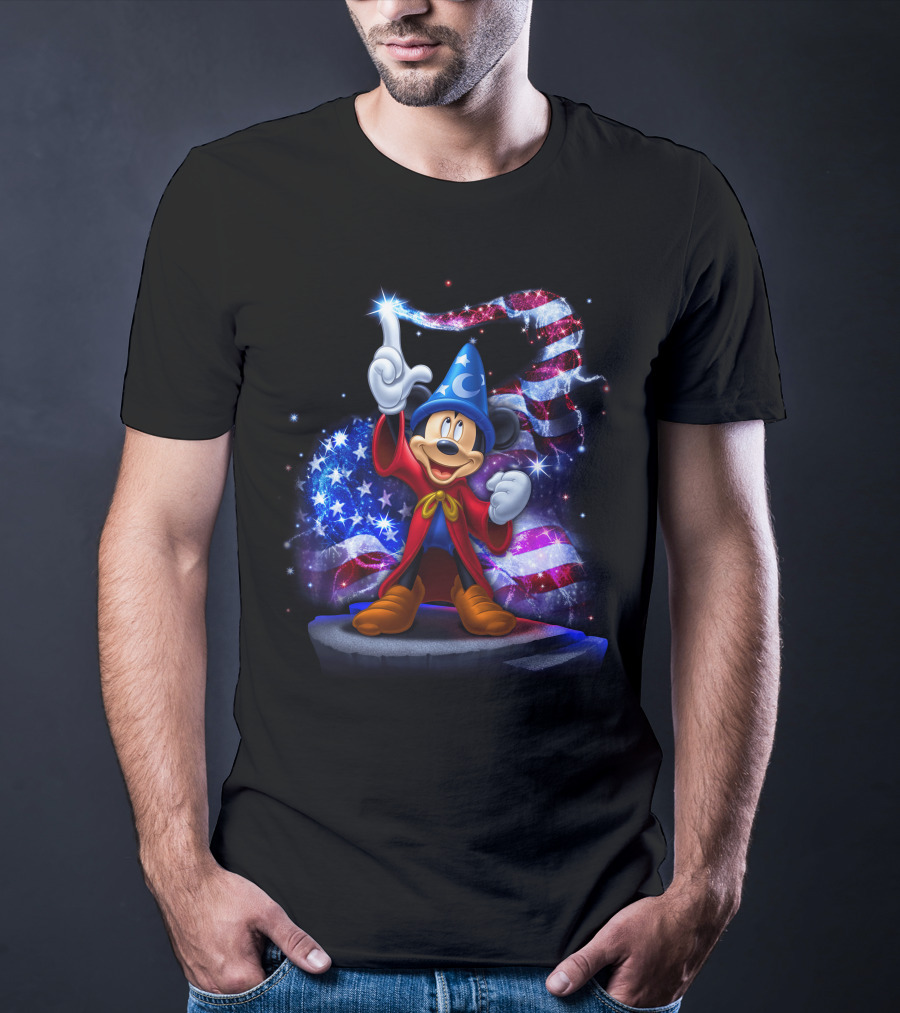Mickey Sorcerer Patriotic Stars And Stripes July T-Shirt