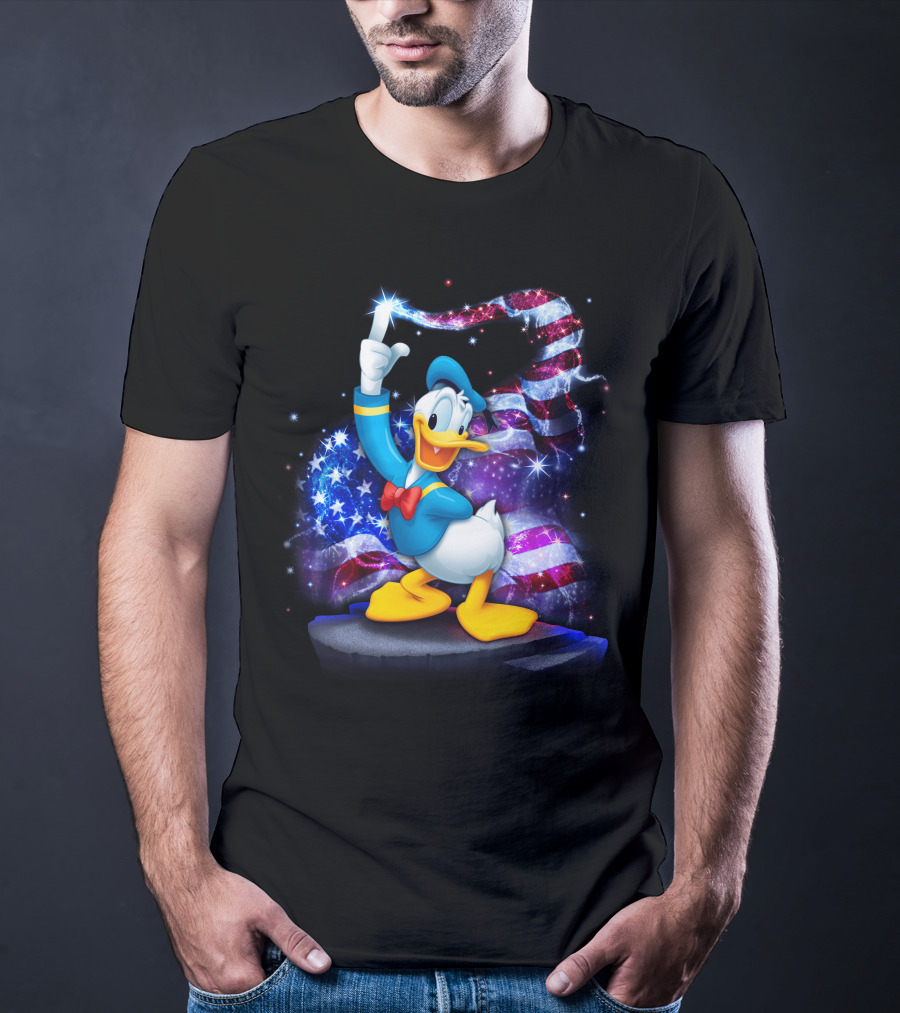 Donald Bling Patriotic July Celebration With Sparkling American Flag T-Shirt