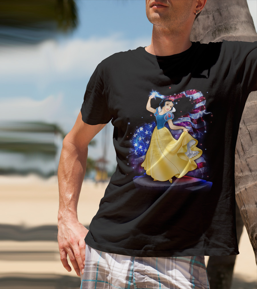 Snow White American Flag Bling July T-Shirt