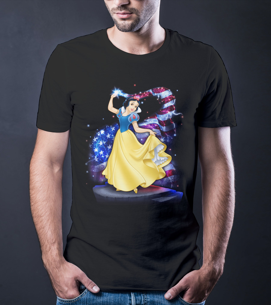 Snow White American Flag Bling July T-Shirt