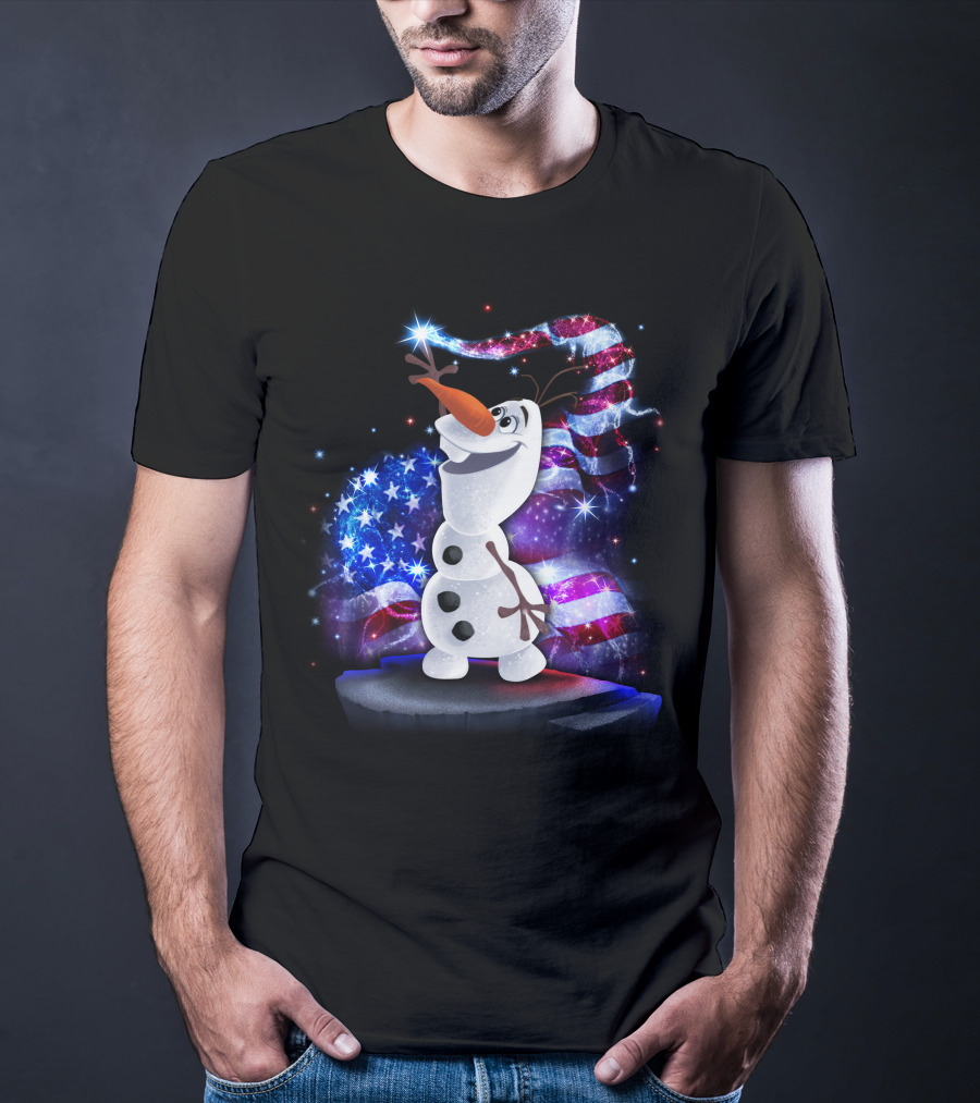 Olaf Bling July American Flag Sparkle T-Shirt