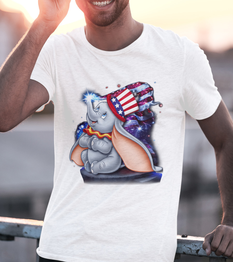 Dumbo Bling July Patriotic Celebration With American Flag Hat T-Shirt