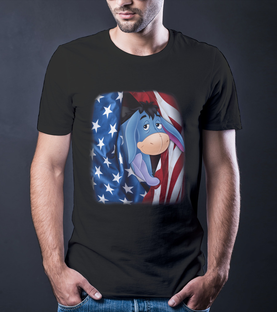 Eeyore American Flag Stars And Stripes Fourth Of July T-Shirt