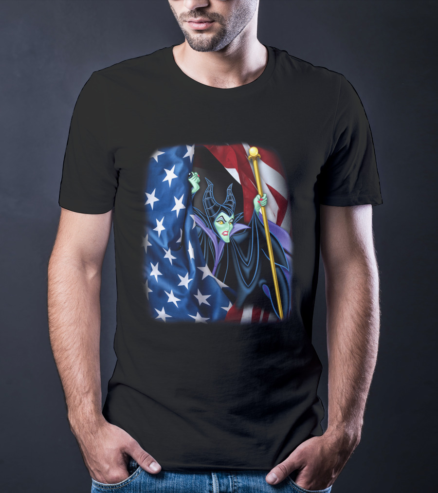 Maleficent Holding Scepter With American Flag Fourth Of July T-Shirt