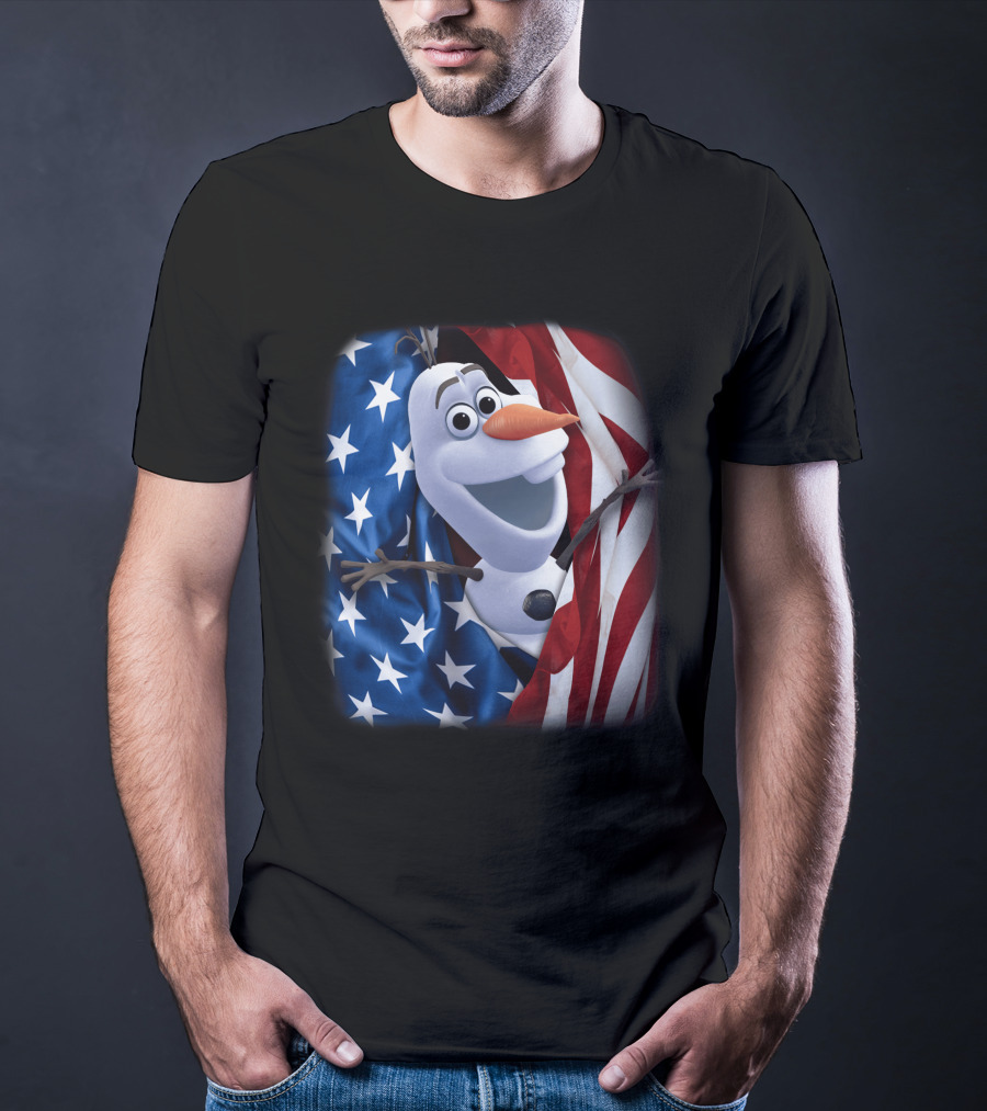 Olaf Wrapped In American Flag Fourth Of July T-Shirt