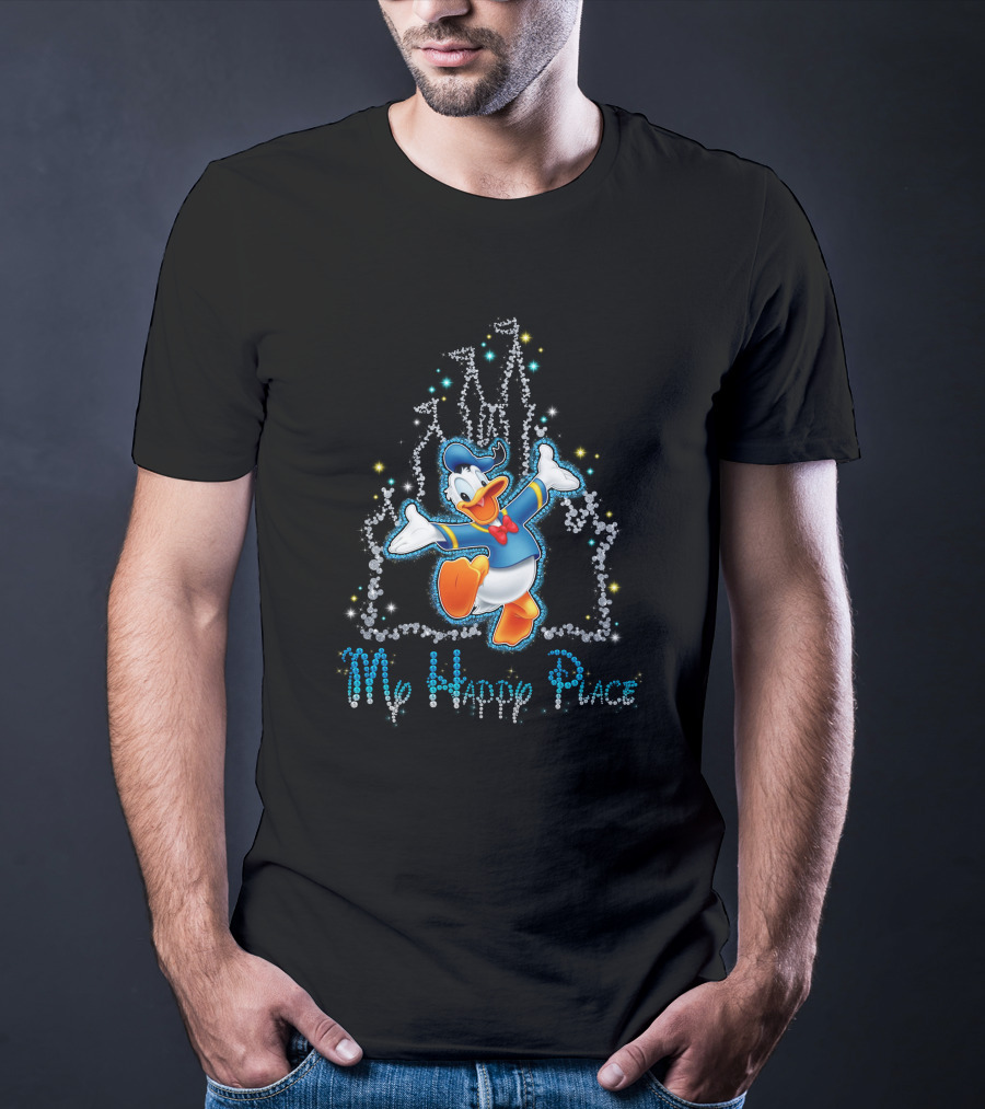 Donald Duck My Happy Place Sparkling Castle Background T-Shirt
