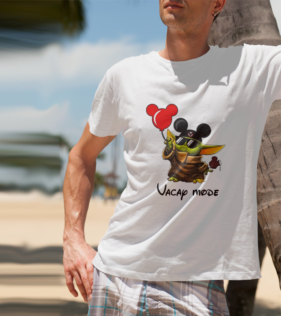 Mickey Ears Baby Yoda Vacay Mode Fun Balloon T-Shirt