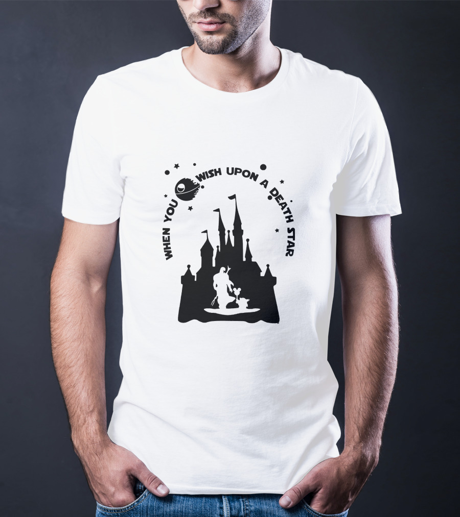 When You Wish Upon A Death Star Disney Castle Baby Yoda T-Shirt