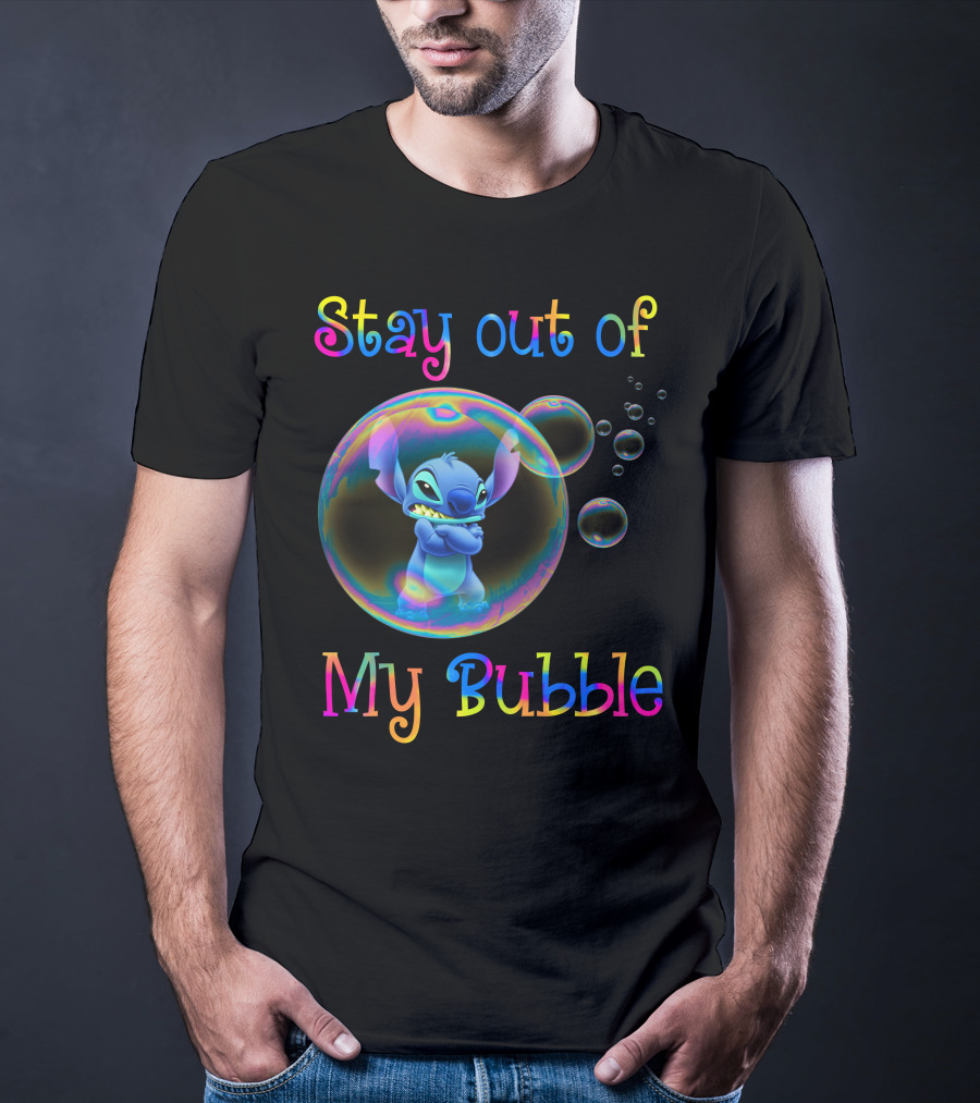 Stay Out Of My Bubble Stitch Rainbow Bubbles T-Shirt