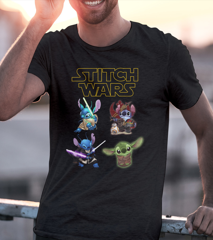 STITCH WARS Jedi Stitch And Baby Alien Crossover T-Shirt