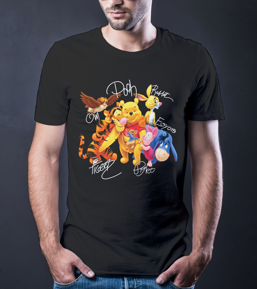 Pooh Tigger Piglet Eeyore Rabbit Owl Signature T-Shirt
