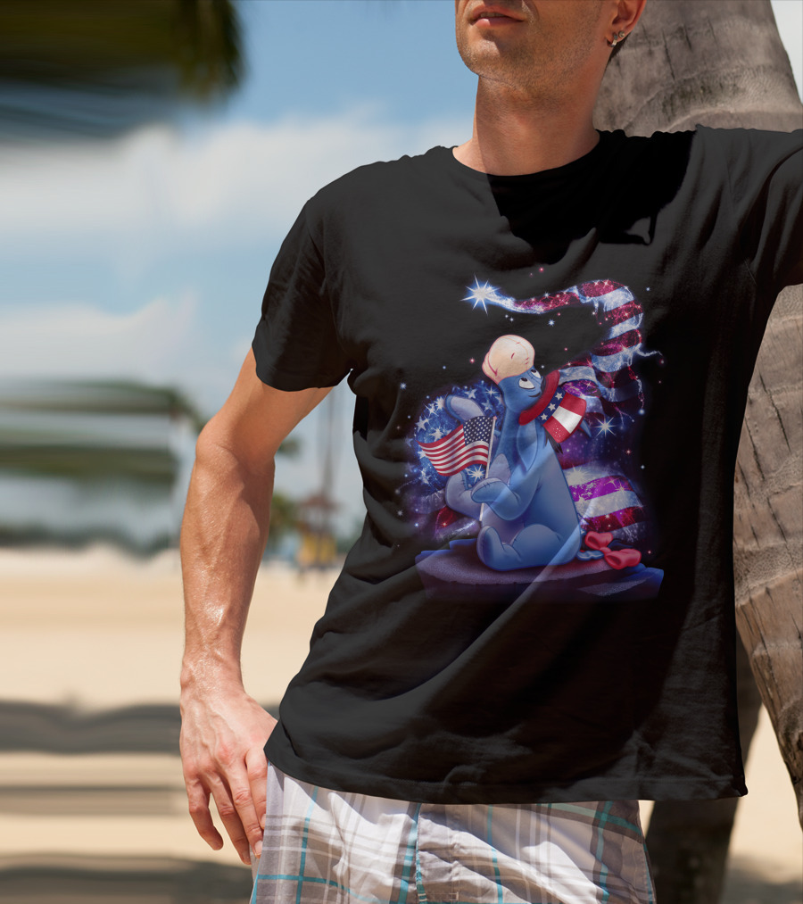 Eeyore Patriotic July Celebration With Stars And Stripes Elements T-Shirt