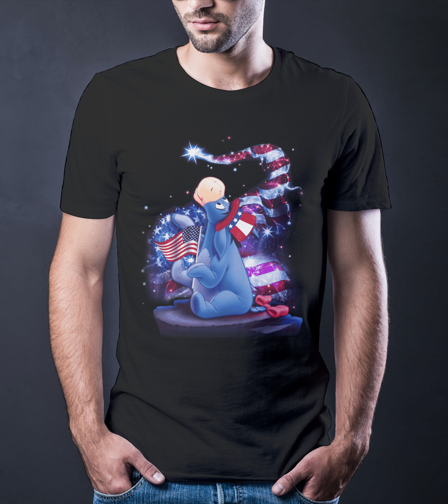 Eeyore Patriotic July Celebration With Stars And Stripes Elements T-Shirt