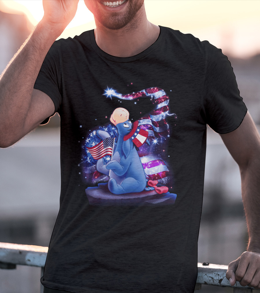Eeyore Patriotic July Celebration With Stars And Stripes Elements T-Shirt