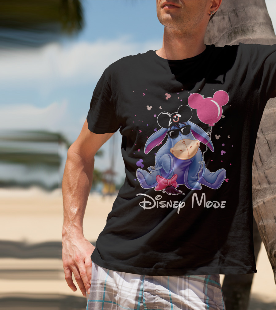 Disney Mode Eeyore With Mickey Balloon And Sunglasses T-Shirt