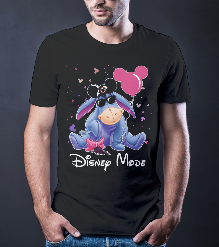 Disney Mode Eeyore With Mickey Balloon And Sunglasses T-Shirt
