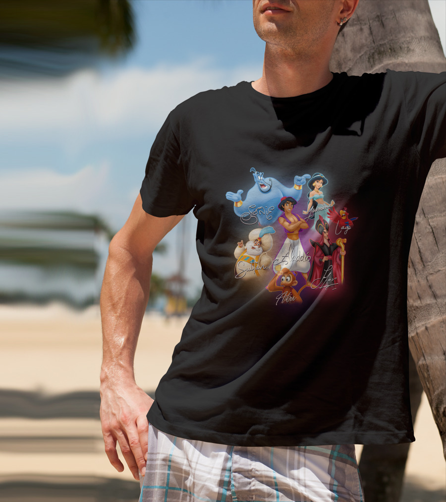 Aladdin Jasmine Genie Jafar Iago Sultan Abu Signatures T-Shirt