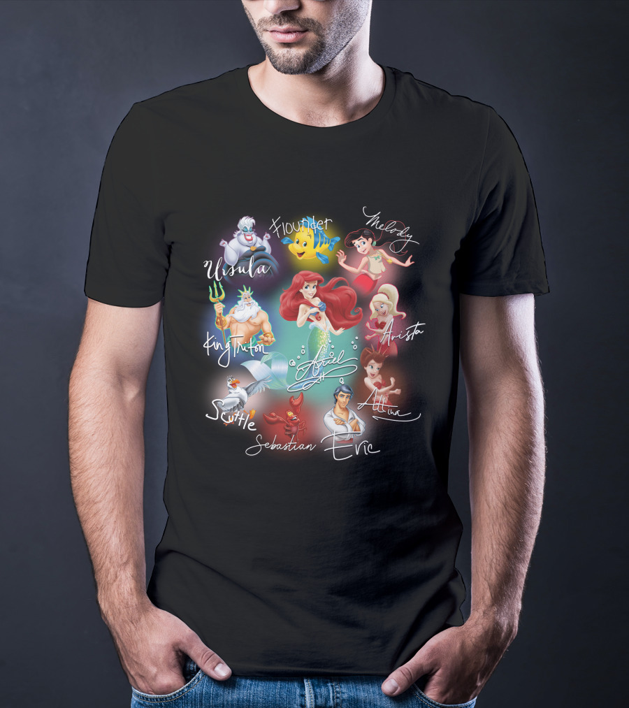 Ariel Signature Ursula Flounder Melody King Triton Sebastian Scuttle Eric Attina Arista T-Shirt