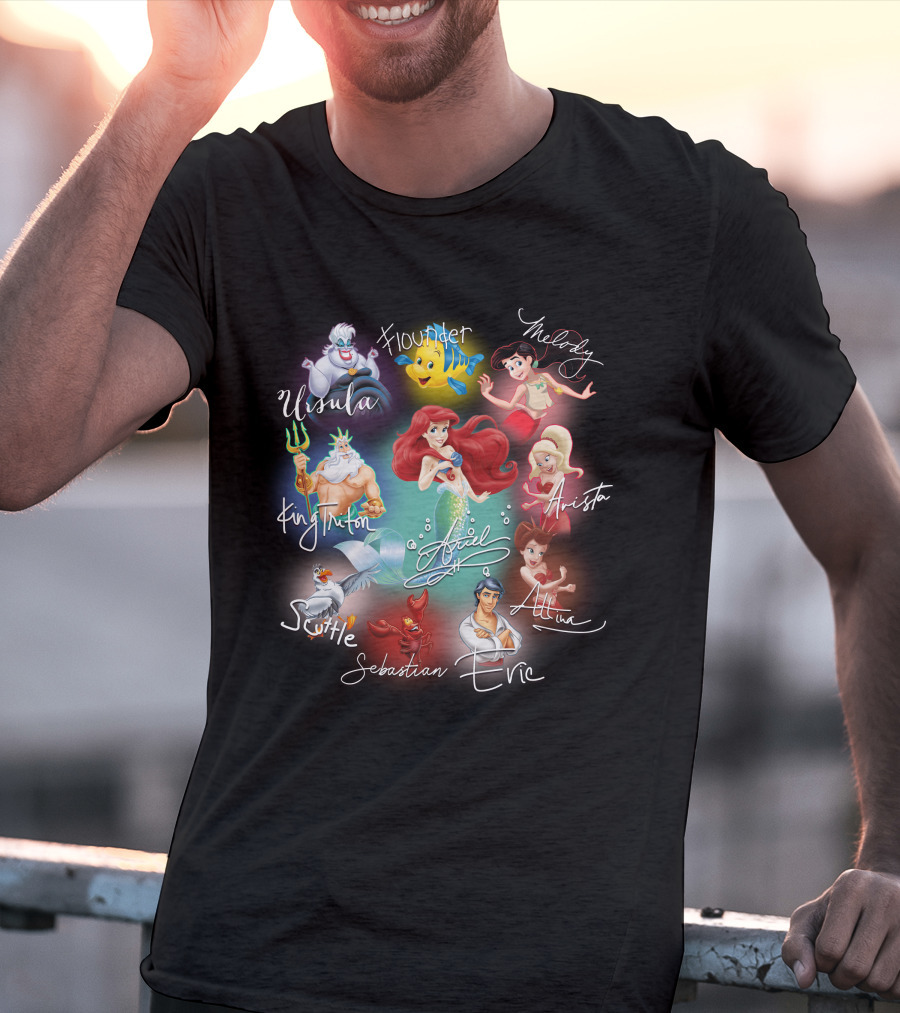 Ariel Signature Ursula Flounder Melody King Triton Sebastian Scuttle Eric Attina Arista T-Shirt