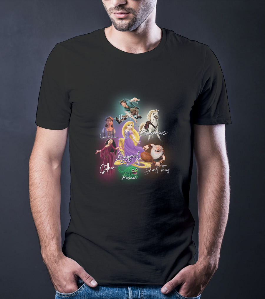 Rapunzel Flynn Rider Maximus Pascal Mother Gothel Captain Of The Guard Shorty Thug Disney Tangle Signature T-Shirt