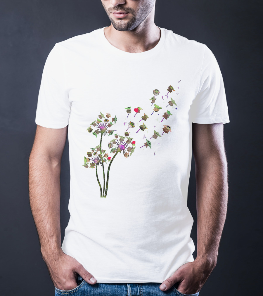 Baby Yoda Dandelion Grogu Star Wars Cute Whimsical Nature T-Shirt