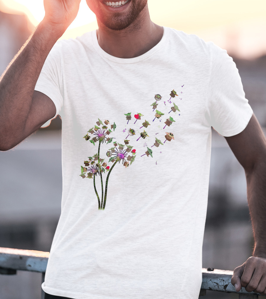 Baby Yoda Dandelion Grogu Star Wars Cute Whimsical Nature T-Shirt